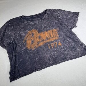 Bowie 1974 Vintage‎ Wash Graphic T Shirt Cropped Tee Top XL